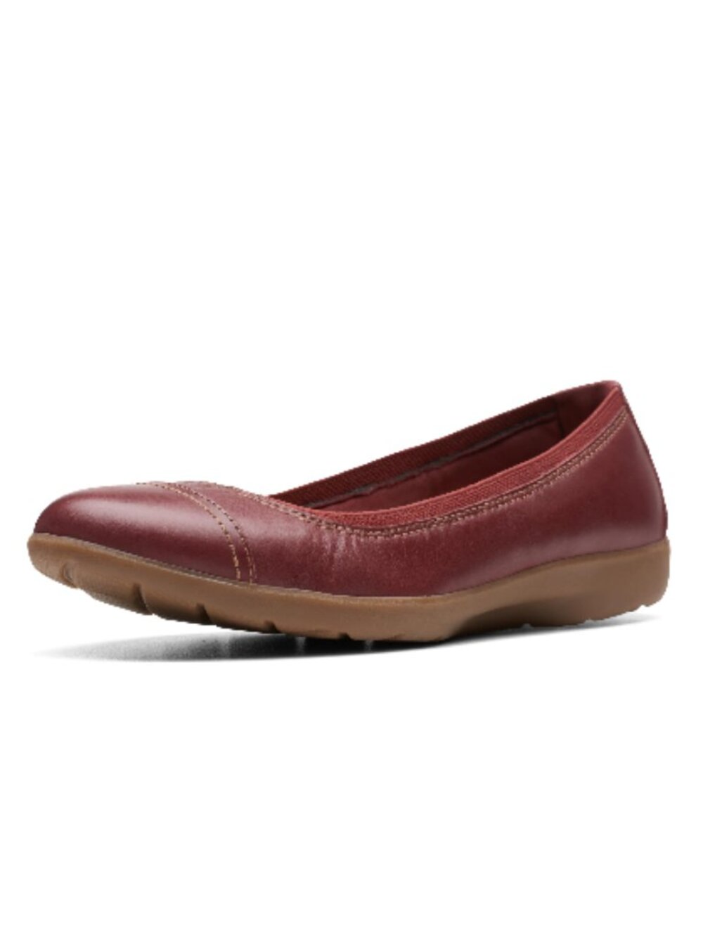 Clarks Collection Women's Meadow Opal Ballet Flat, Chestnut Leather.